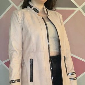 baby pink faux suede coat
